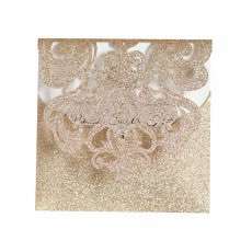 Holiday Greeting Card Glitter Pocket Invitation Golden Invitation Laser Cut